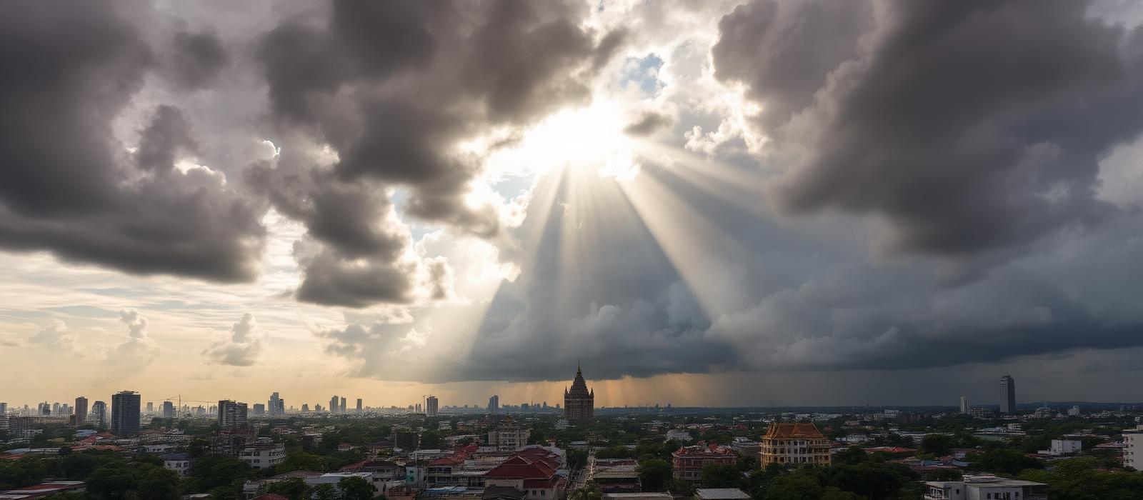 Storm clouds over the Phnom Penh skyline
